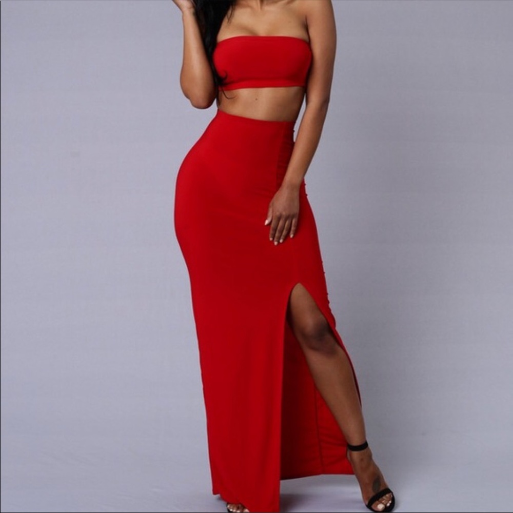 Fashion Nova Red Skirt Set